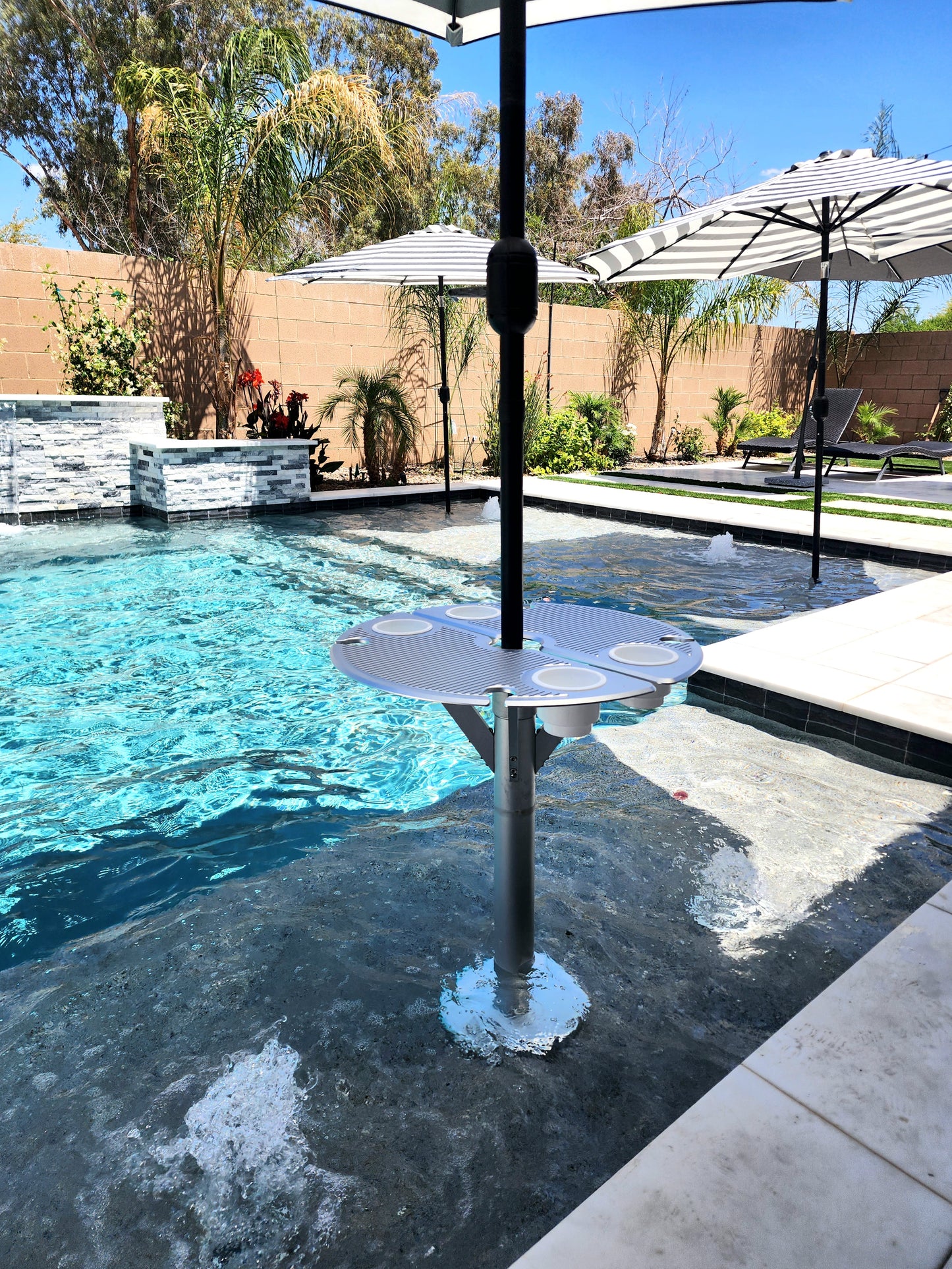 Bajamate luxury baja shelf or sun shelf poolside table and adapter party
