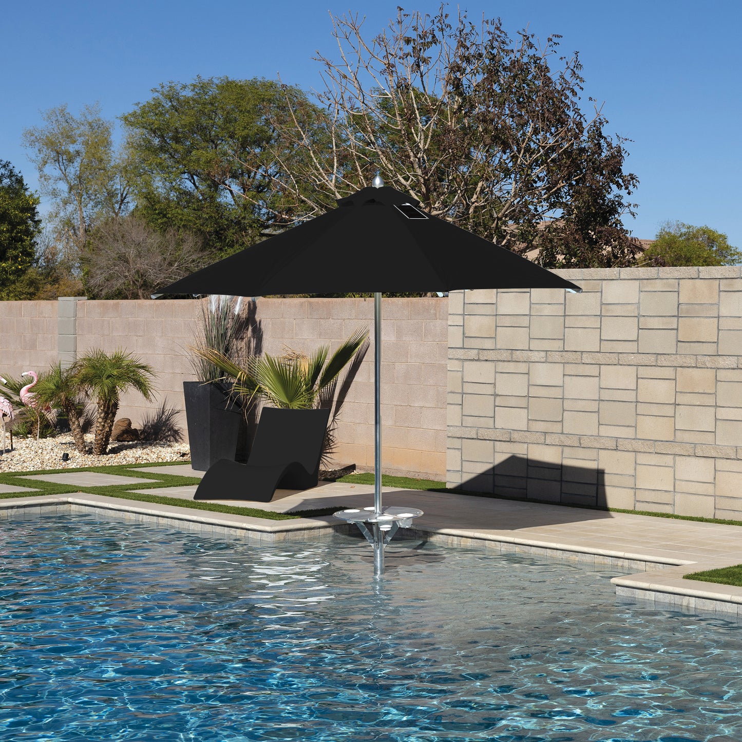 BAJAMATE high-quality in-pool red umbrella – durable UV-resistant luxury shade for Baja shelf, sun shelf, or poolside deck.