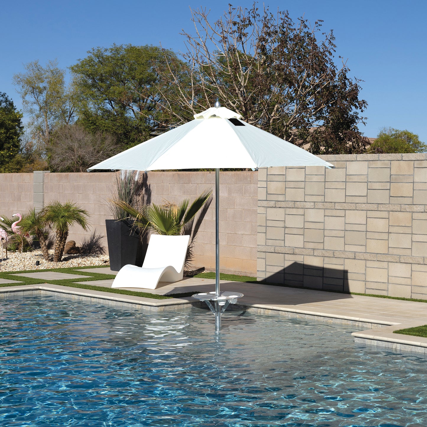 BAJAMATE high-quality in-pool red umbrella – durable UV-resistant luxury shade for Baja shelf, sun shelf, or poolside deck
