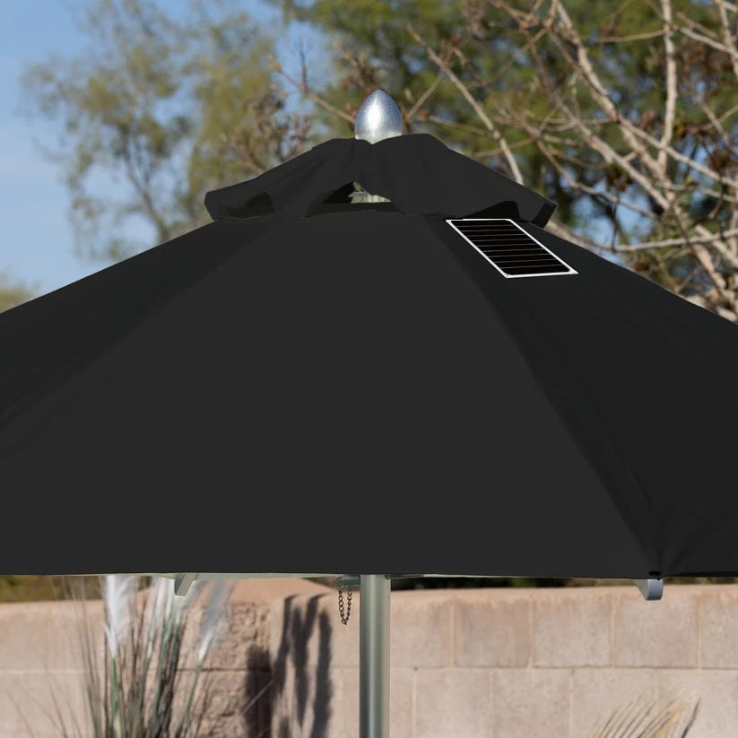 Bajamate LuxeAluminum VersaShade Umbrella – 10′ or 12′ Solar-Powered Pool Umbrella with 20W Solar Panel & USB Port, 100% Aluminum Frame, 2″ Pole with Stainless Steel Hardware, UV-Resistant Canopy, Fits Baja Shelf & Deck Sleeves – Luxury Poolside Shade System