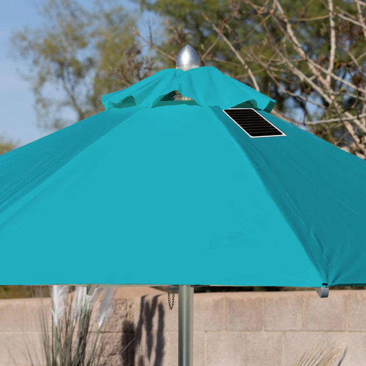Bajamate LuxeAluminum VersaShade Umbrella – 10′ or 12′ Solar-Powered Phone Charger Pool Umbrella with 20W Solar Panel & USB Port, 100% Aluminum Frame, 2″ Pole with Stainless Steel Hardware, UV-Resistant Canopy, Fits Baja Shelf & Deck Sleeves – Luxury Poolside Shade System