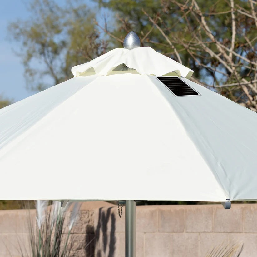 Bajamate Luxury aluminum sun Shade Umbrella – 10′ or 12′ Solar-Powered Pool Umbrella with 20W Solar Panel & USB Port, 100% Aluminum Frame, 2″ Pole with Stainless Steel Hardware, 260G UV-Resistant Canopy, Fits Baja Shelf & Deck Sleeves – Luxury Poolside Shade System