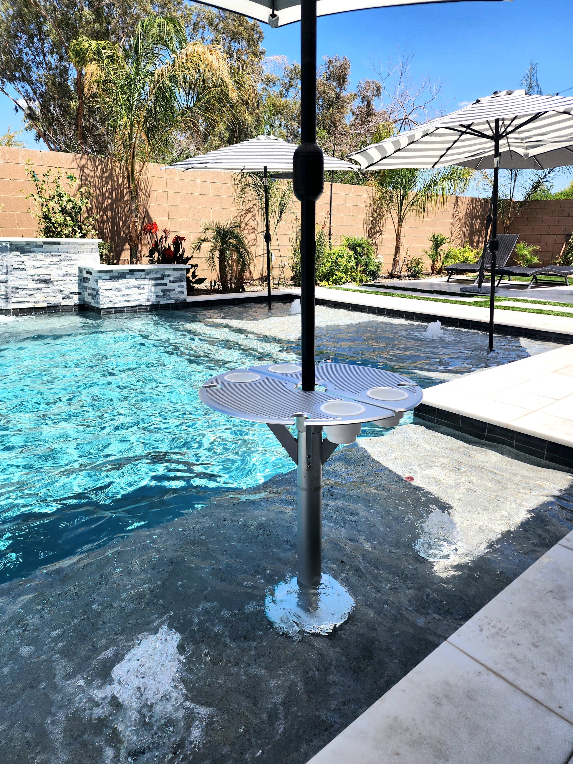 Bajamate luxury baja shelf or sun shelf poolside table and adapter party