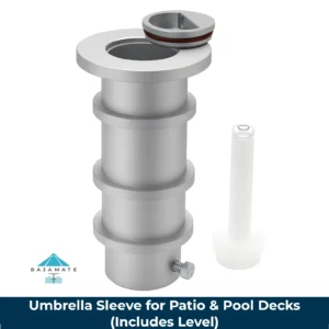 BajaMate Aluminum Deck Umbrella Sleeve for patio and pool decks with included leveling plug