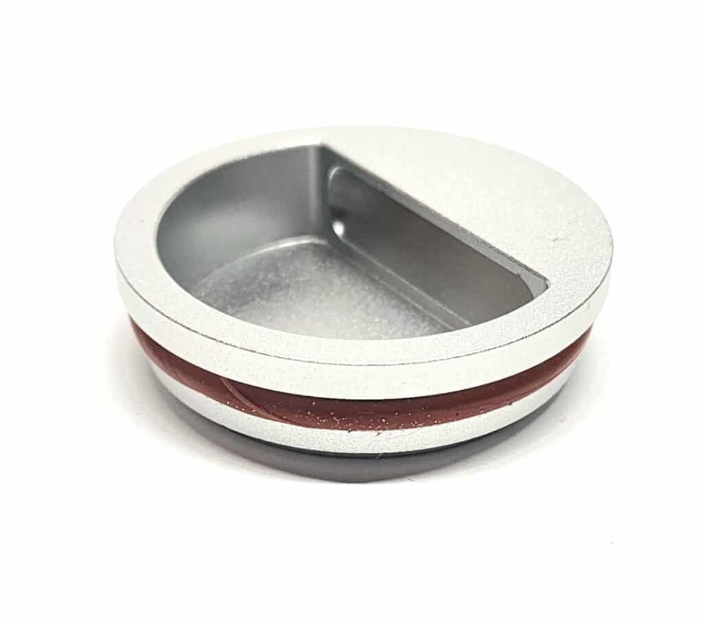 BajaMate Aluminum Deck Cap resting on white background, precision-fit cover designed for aluminum deck sleeve with brushed finish.