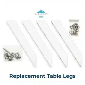 Four BajaMate poolside table replacement legs with stainless hardware and Allen wrench displayed on a white background.