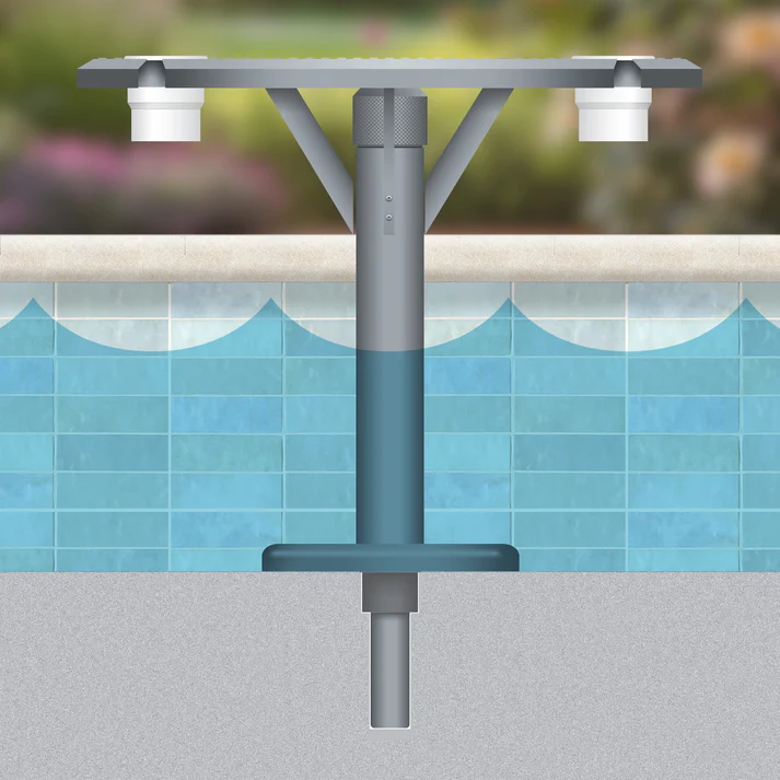 baja shelf umbrella table – aluminum in-pool table combo for tanning ledge, sun shelf, and pool ledge