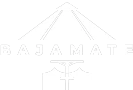 BajaMate logo in white – luxury Baja shelf umbrellas and poolside accessories