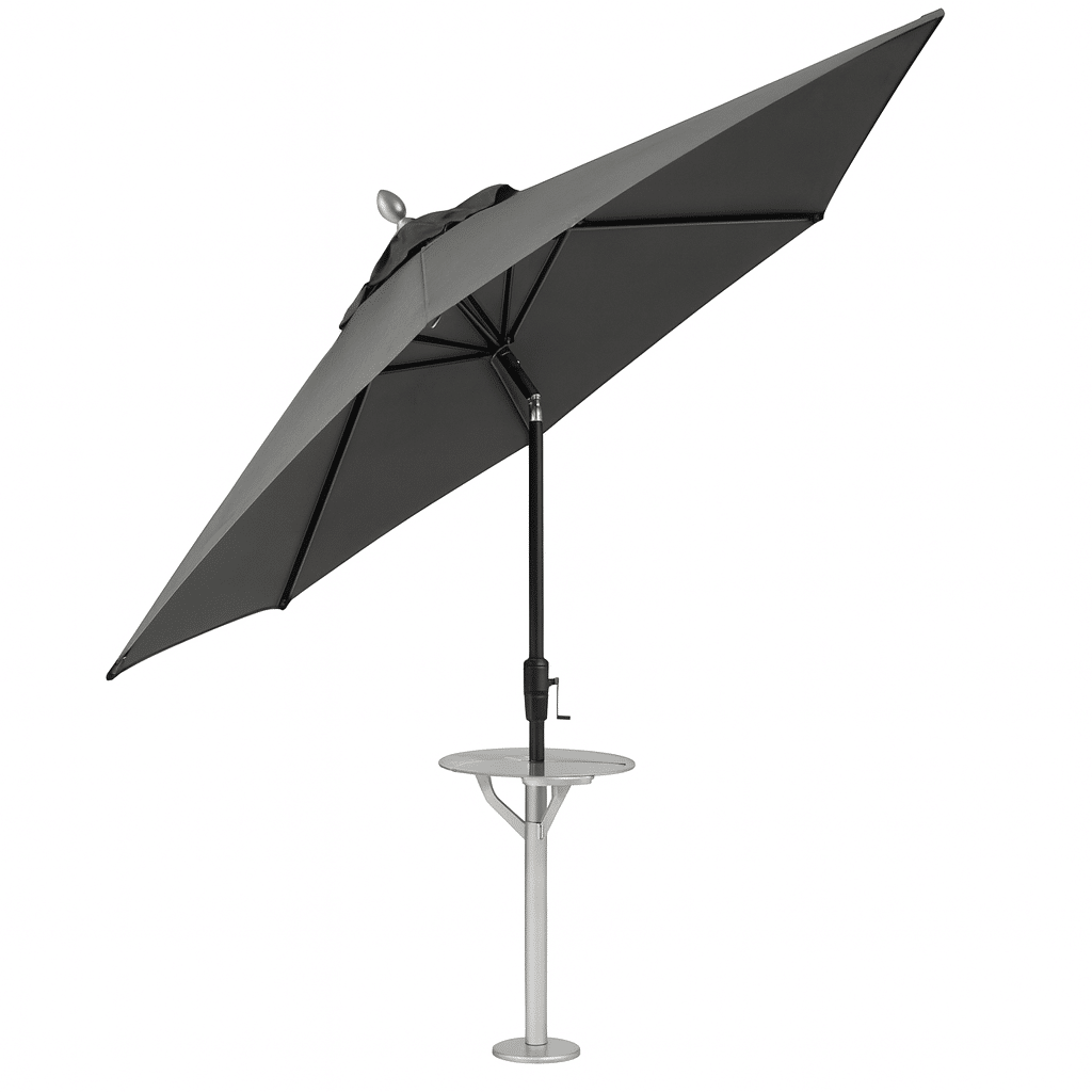 Side view of 12 ft tilt umbrella with all-aluminum frame and premium lift mechanism