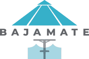 BajaMate multicolor logo representing luxury in-pool furniture, Baja shelf umbrella adapters, and premium pool accessories.
