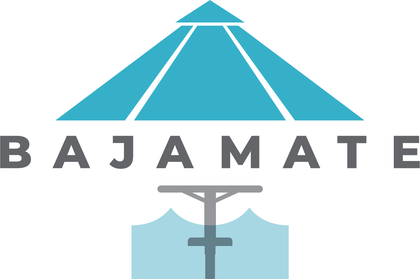BajaMate multicolor logo representing luxury in-pool furniture, Baja shelf umbrella adapters, and premium pool accessories.