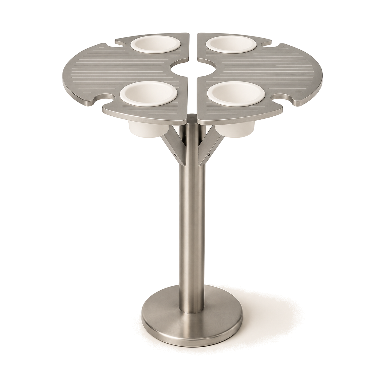 BajaMate Gather stainless poolside table system with cup holders for in-pool and deck use