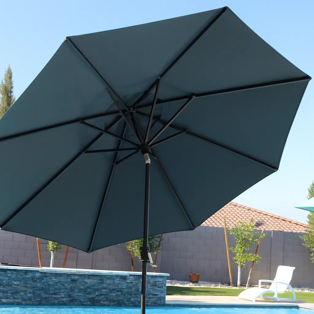 12 ft tilt patio umbrella with premium crank and tilt mechanism on white background